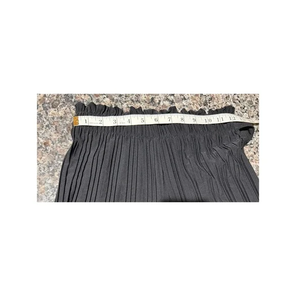 New Mix Black Pleated Wide Leg Pants High Waist Elastic Tie Belt Size 2 NWT - Picture 4 of 6
